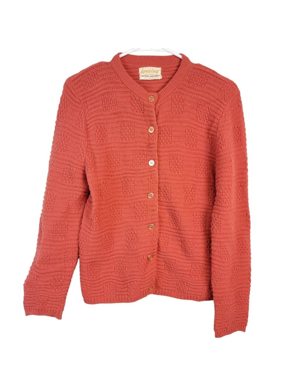 Vintage 60s Colorful Knit Cardigan Sweater Women Small Shirt Jacket Top 6 Spring